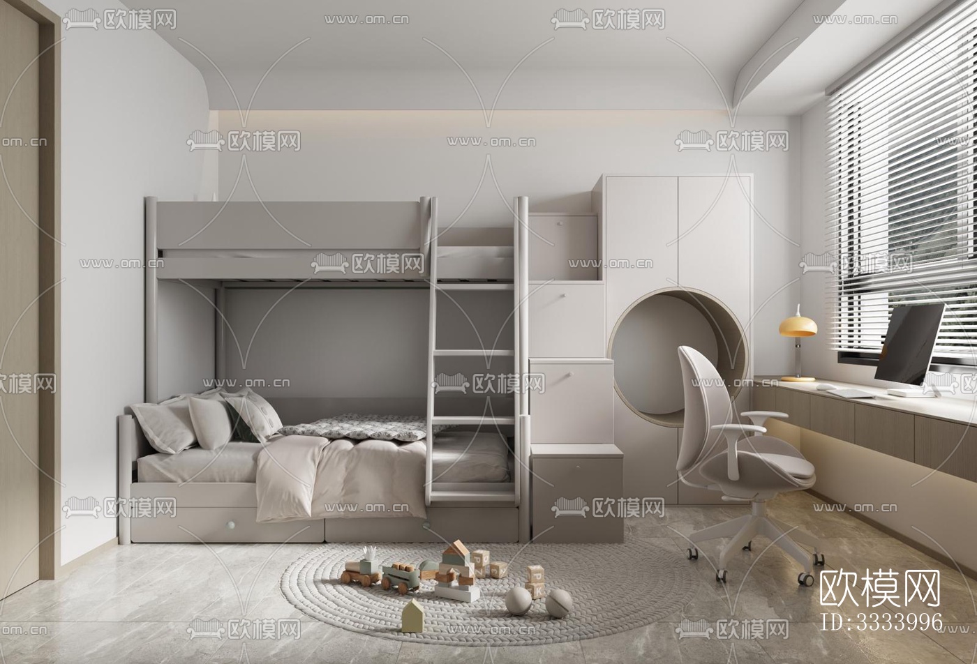 现代儿童房效果图下载（渲染图1）