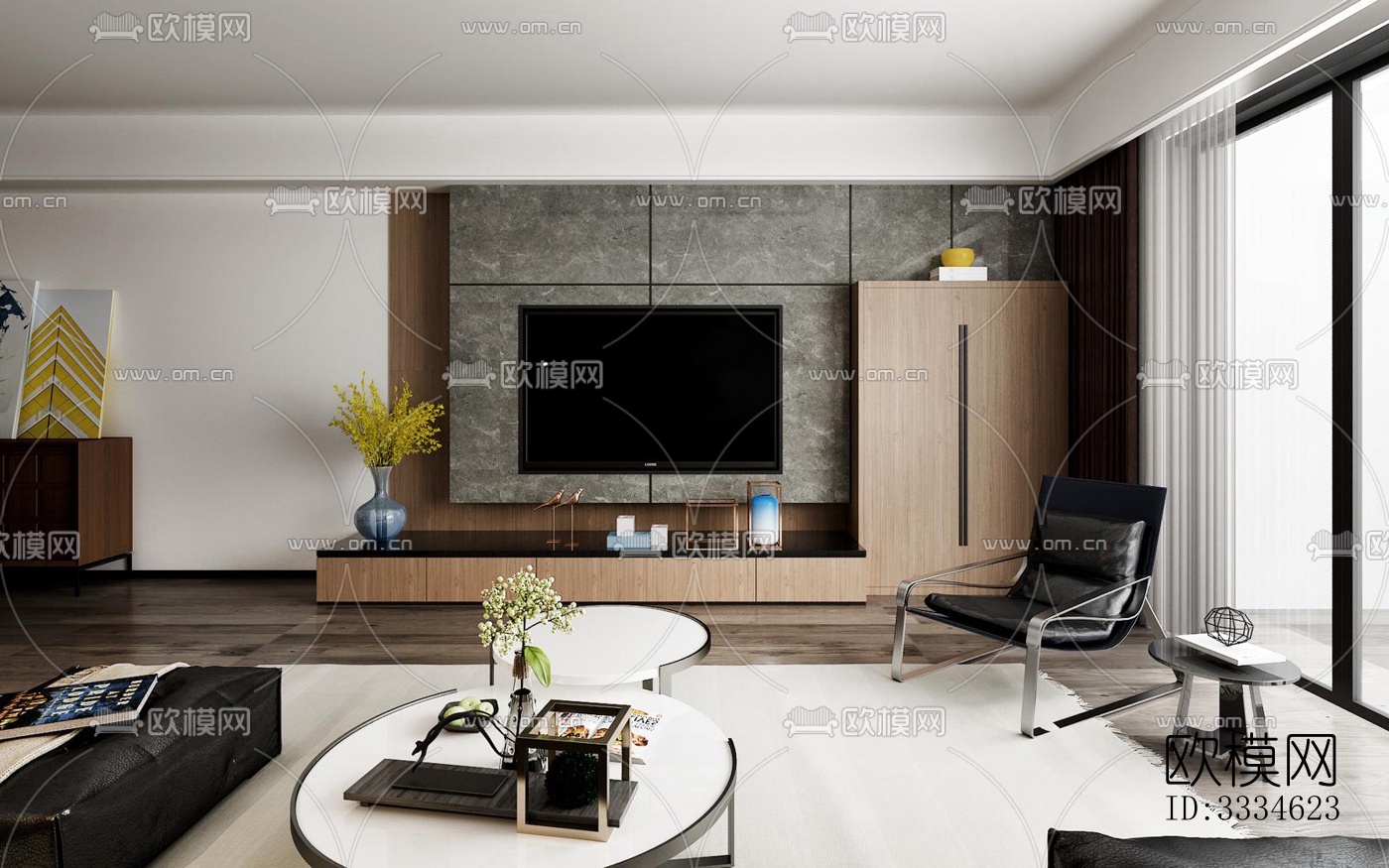 现代客厅效果图下载（渲染图2）