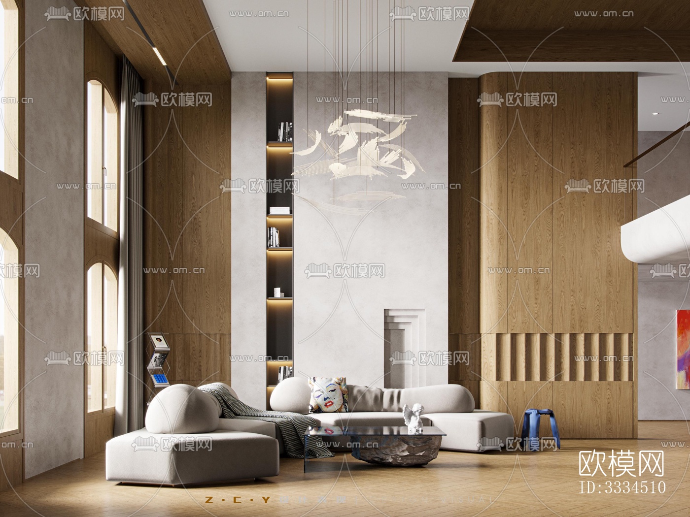 现代客厅效果图下载（渲染图2）