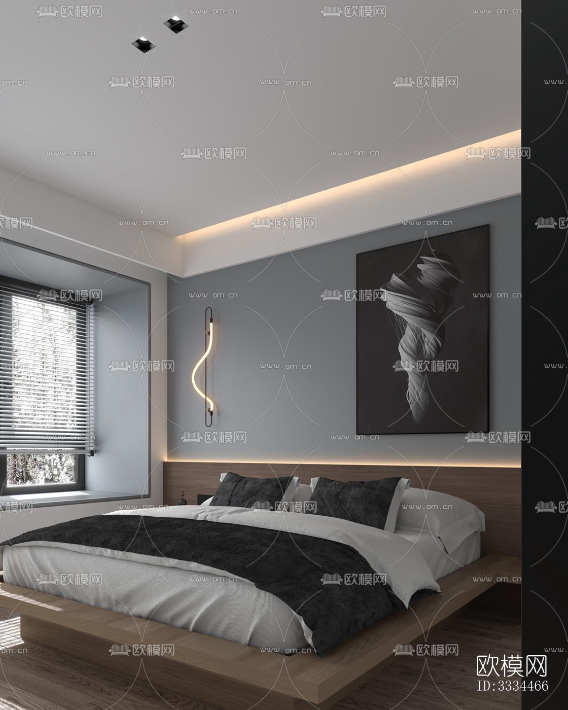 现代卧室效果图下载（渲染图3）