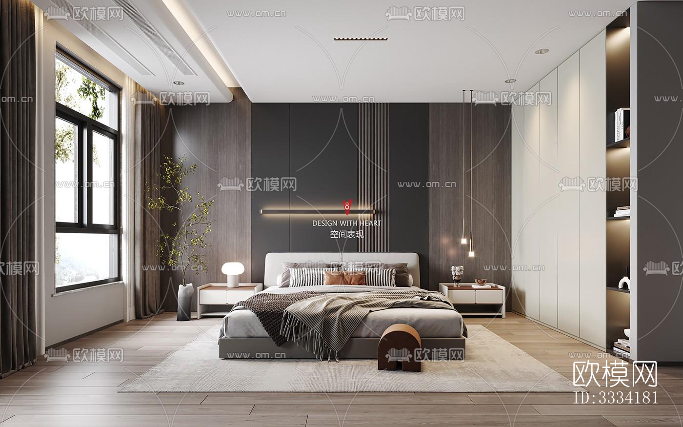 现代卧室效果图下载（渲染图4）