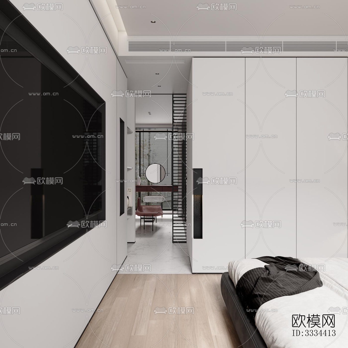 现代卧室效果图下载（渲染图1）