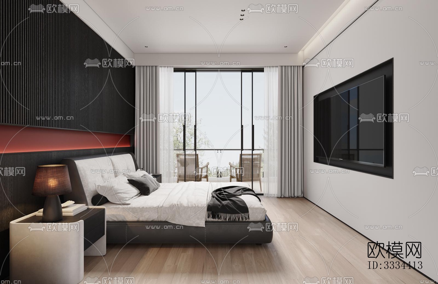 现代卧室效果图下载（渲染图4）