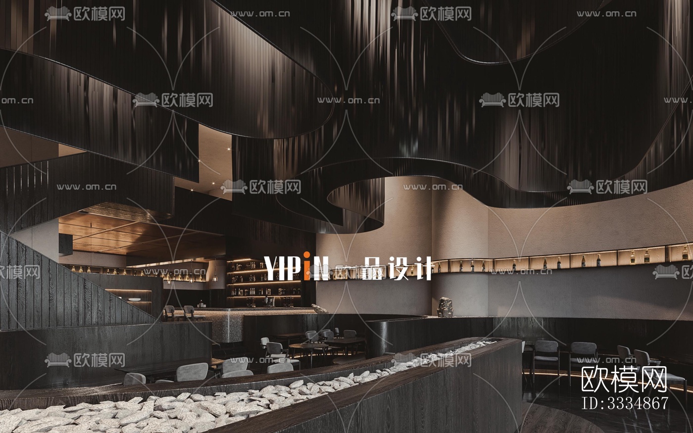 现代餐厅效果图下载（渲染图3）