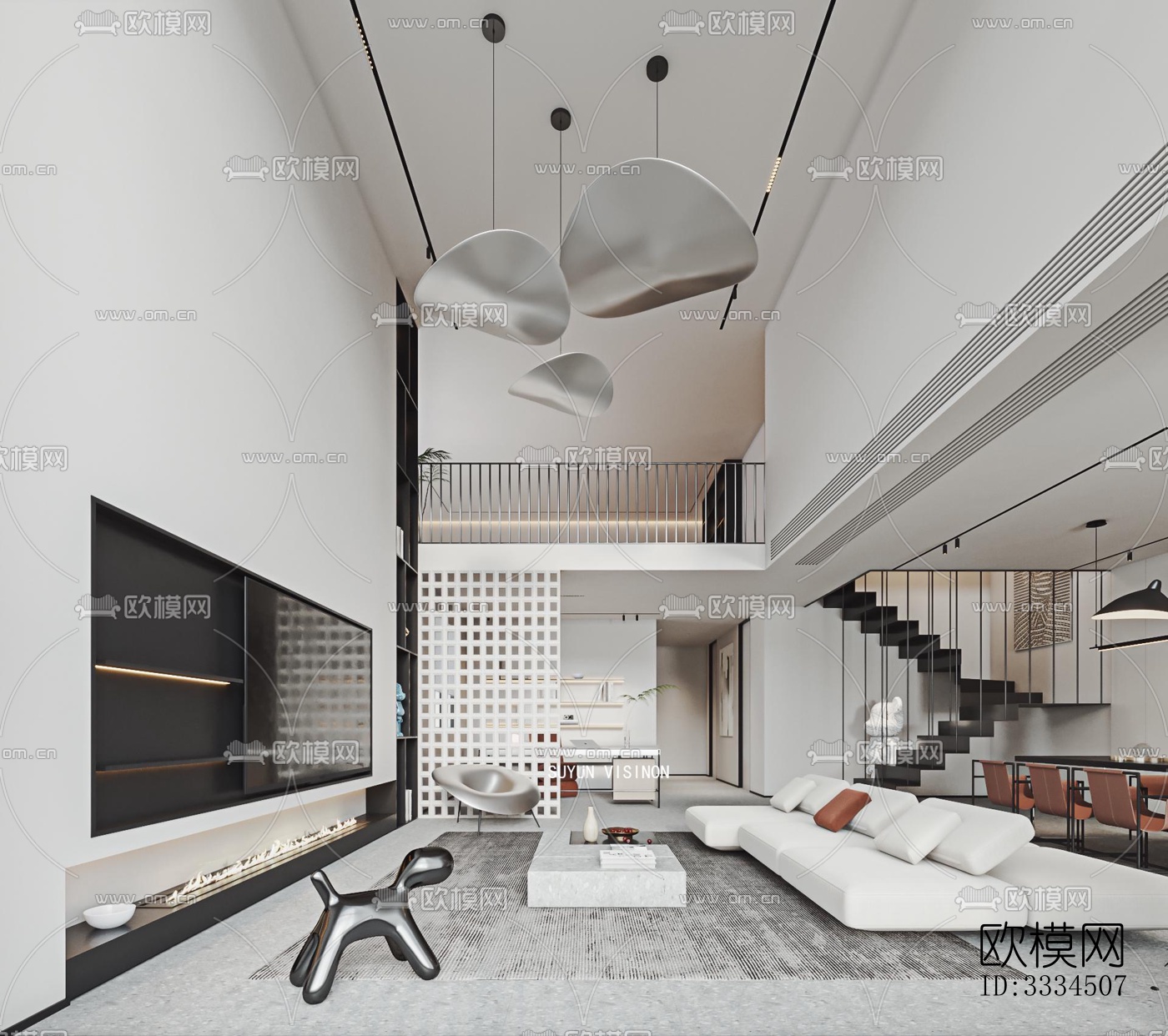 现代客厅效果图下载（渲染图1）