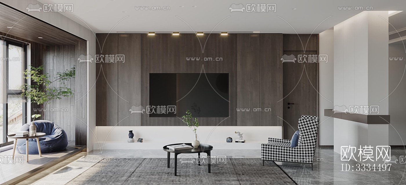现代客厅效果图下载（渲染图1）