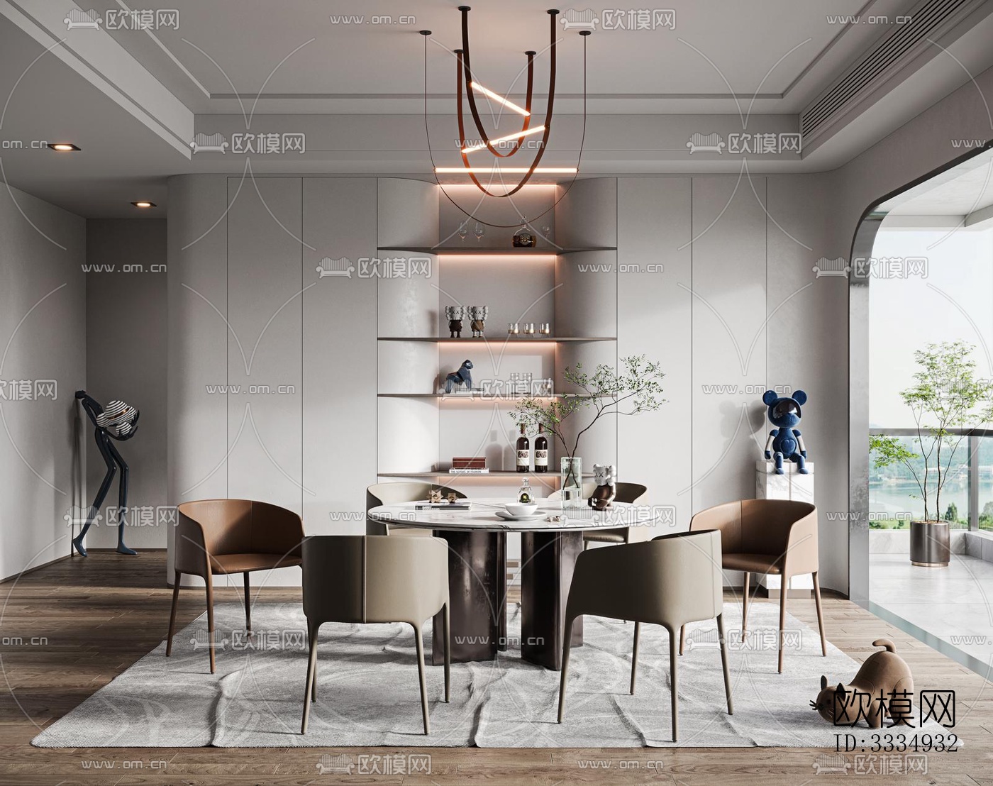 现代餐厅效果图下载（渲染图2）