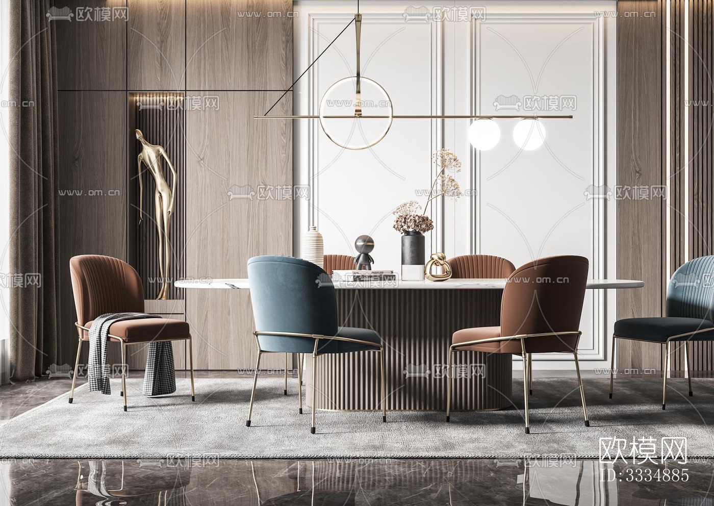现代餐厅效果图下载（渲染图2）