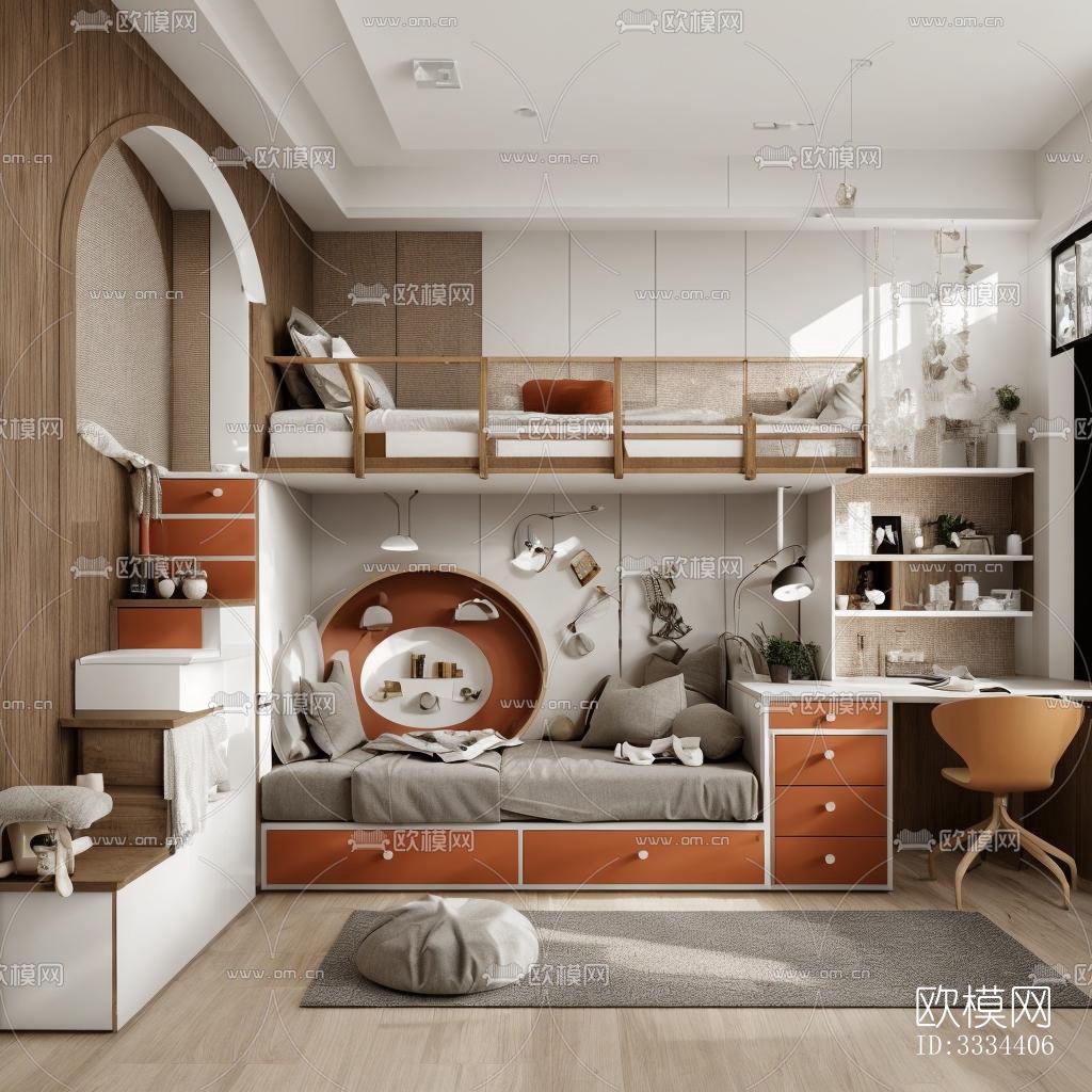 现代卧室效果图下载（渲染图4）