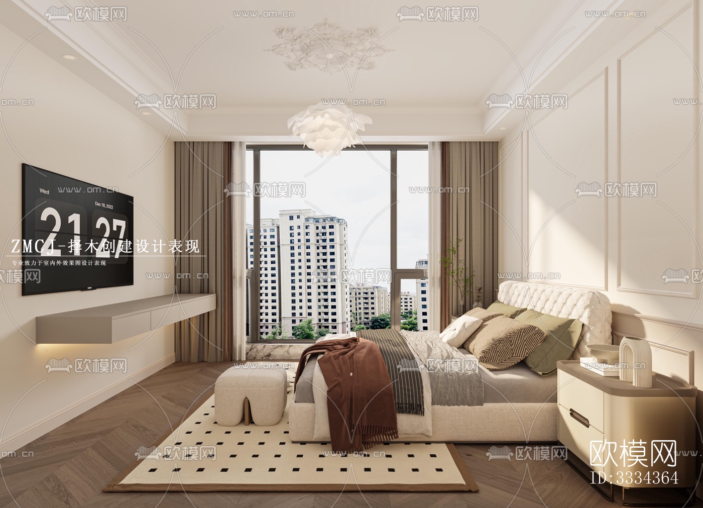 现代卧室效果图下载（渲染图4）