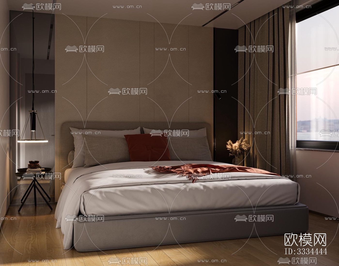 现代卧室效果图下载（渲染图4）