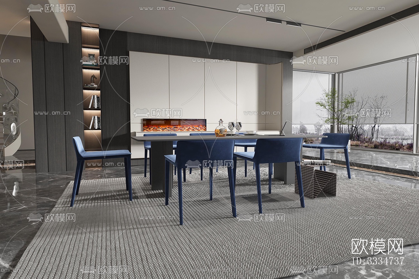 现代餐厅效果图下载（渲染图2）