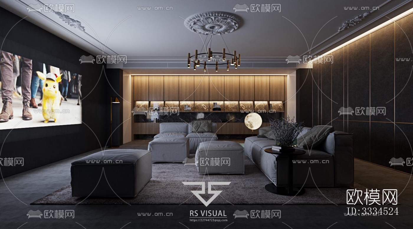 现代客厅效果图下载（渲染图10）