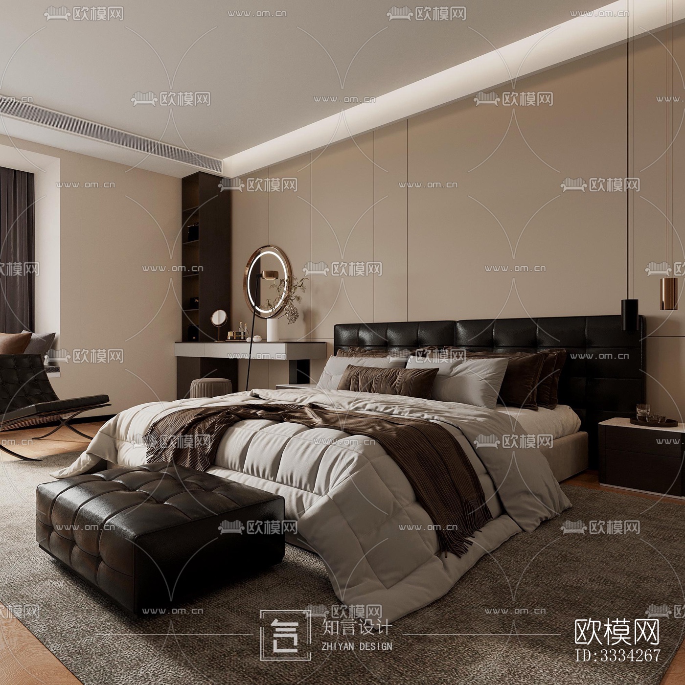 现代卧室效果图下载（渲染图1）