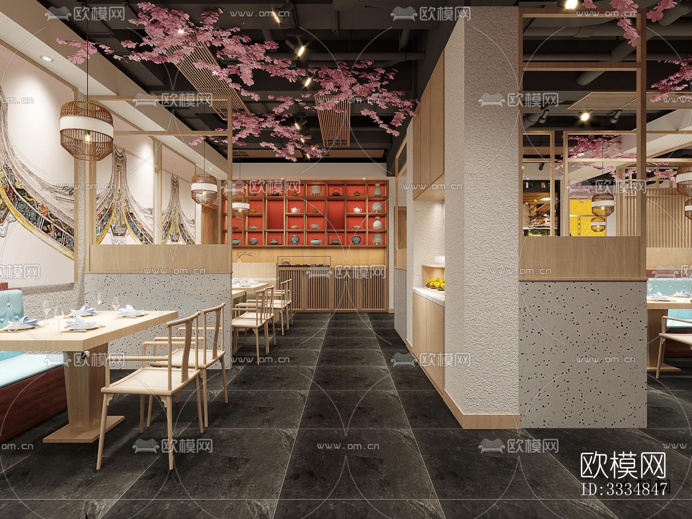 现代餐厅效果图下载（渲染图5）