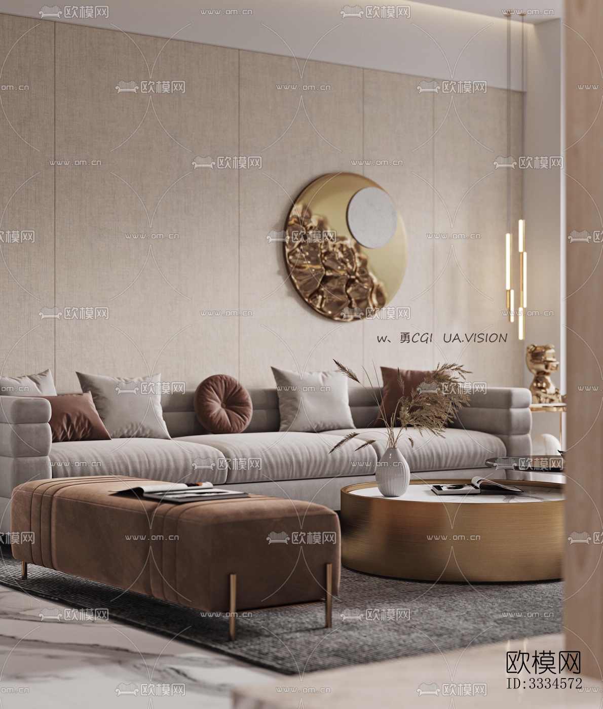 现代客厅效果图下载（渲染图4）