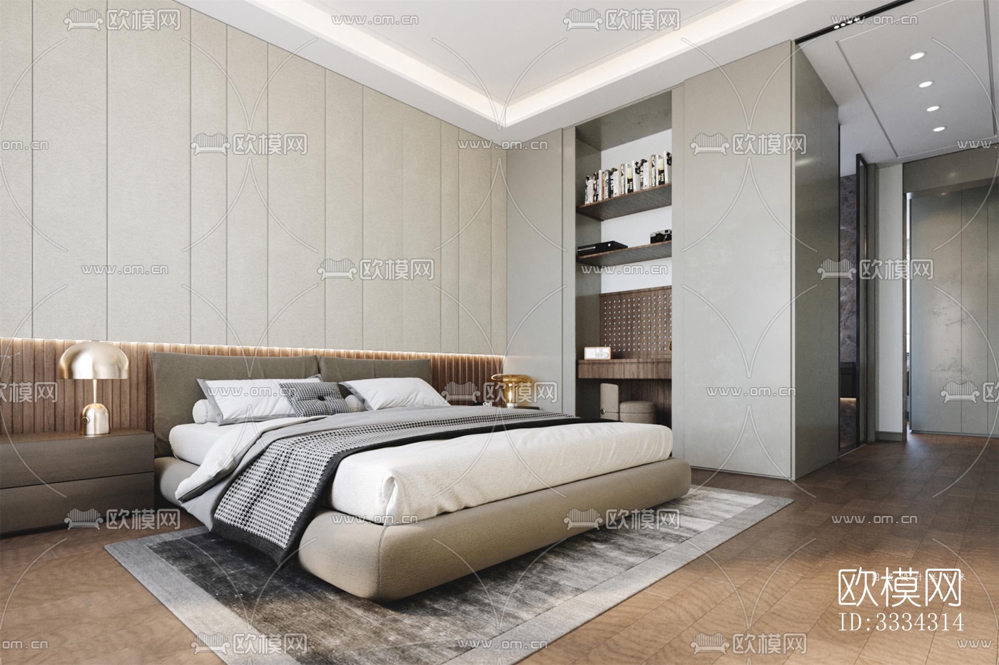 现代卧室效果图下载（渲染图2）
