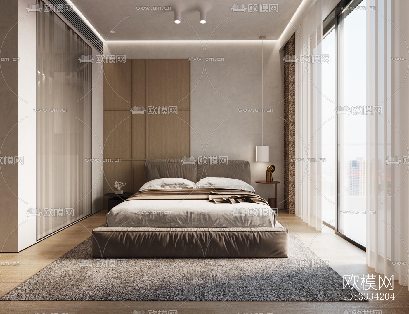 现代卧室效果图下载（渲染图2）