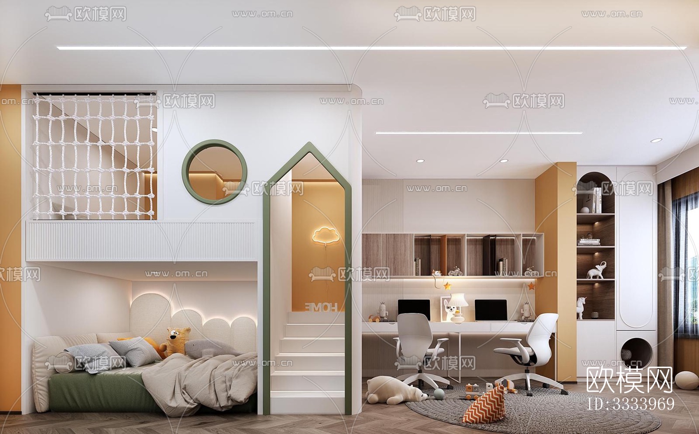 现代儿童房效果图下载（渲染图4）