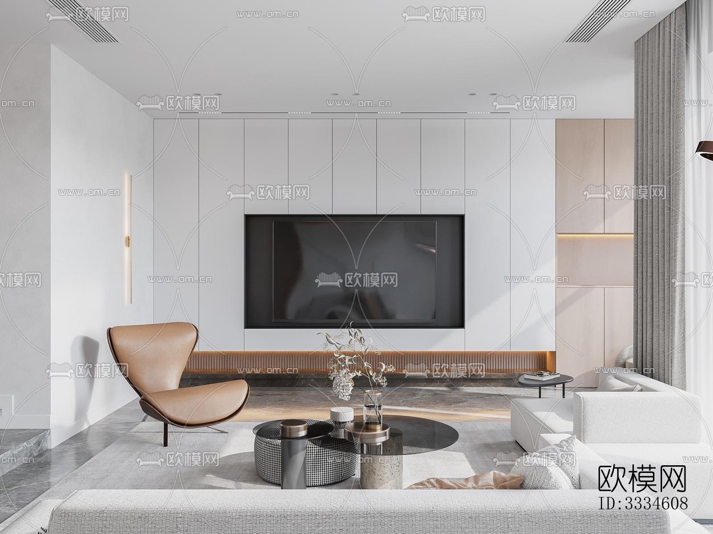 现代客厅效果图下载（渲染图4）