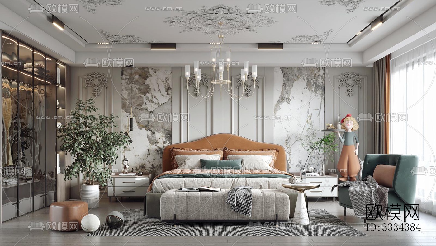 现代卧室效果图下载（渲染图6）