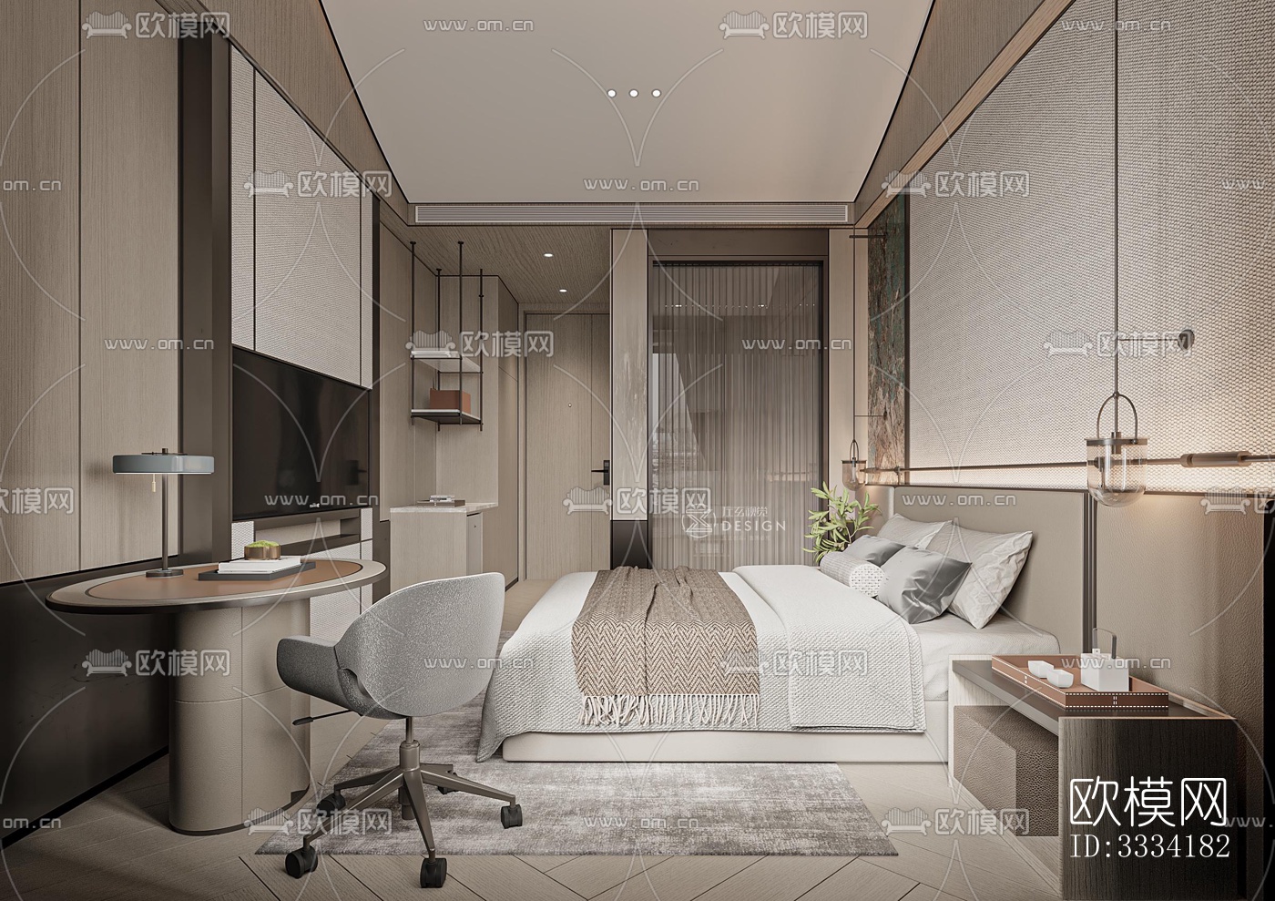 现代卧室效果图下载（渲染图9）