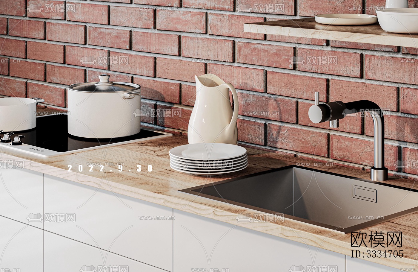 现代餐厅效果图下载（渲染图4）