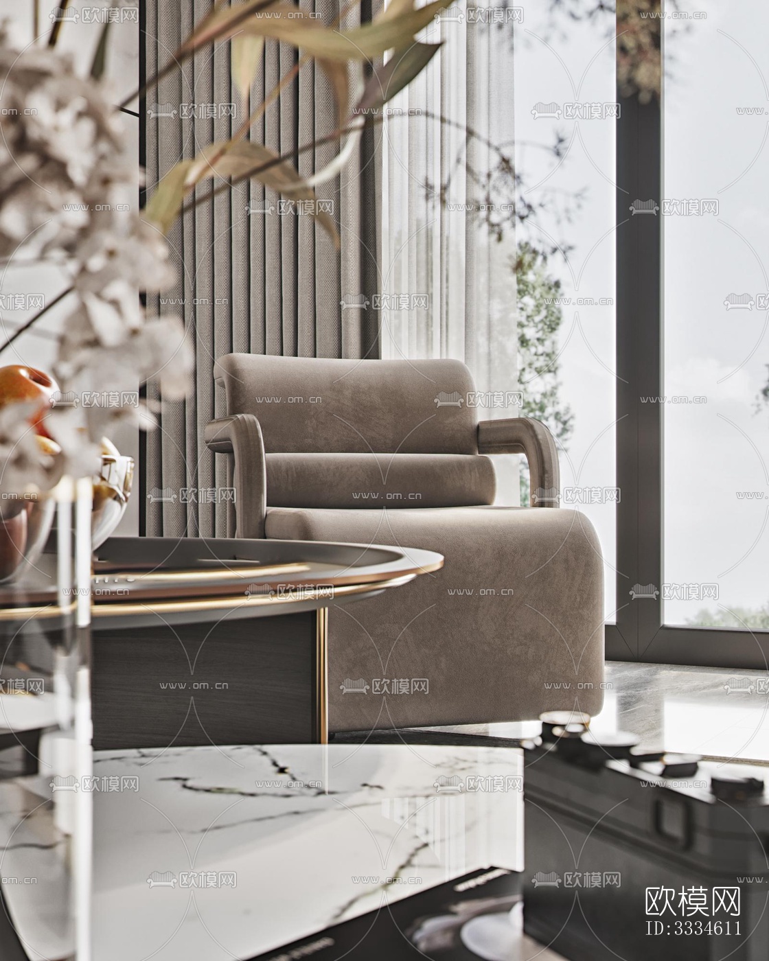 现代客厅效果图下载（渲染图9）