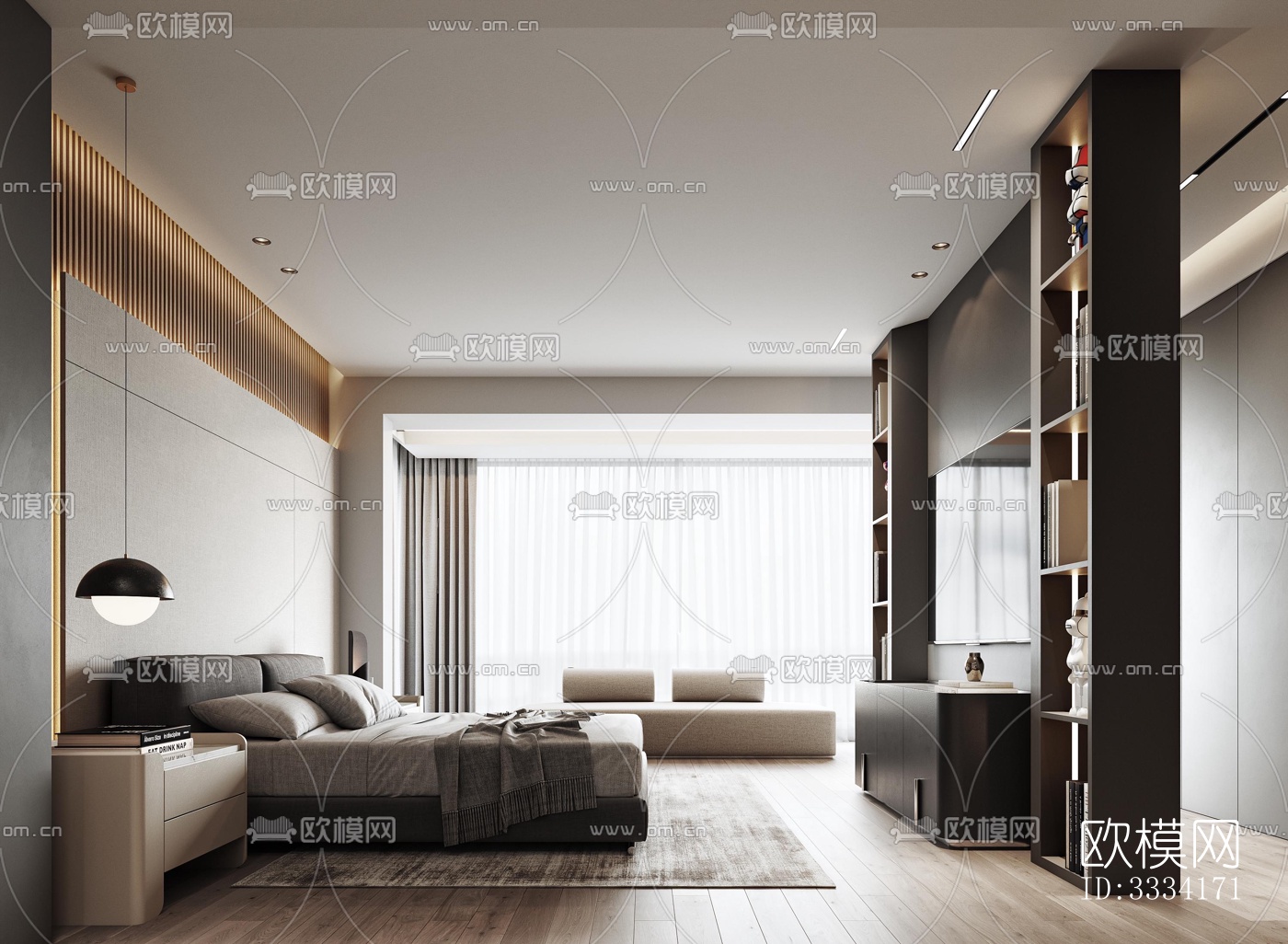 现代卧室效果图下载（渲染图3）