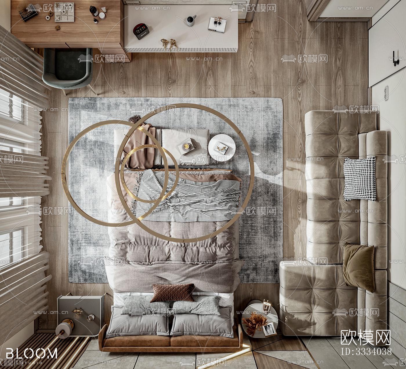 现代卧室效果图下载（渲染图12）