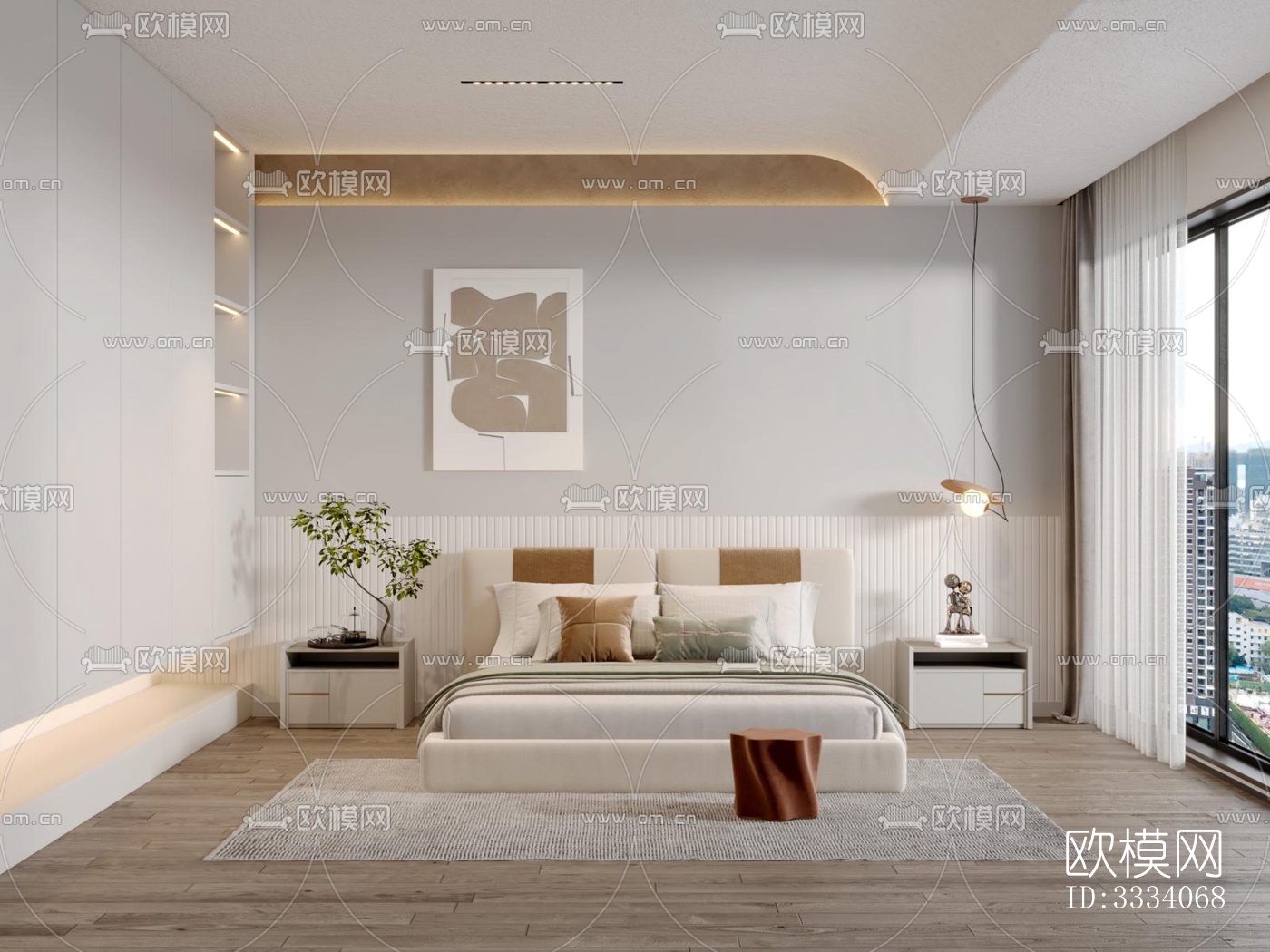 现代卧室效果图下载（渲染图3）