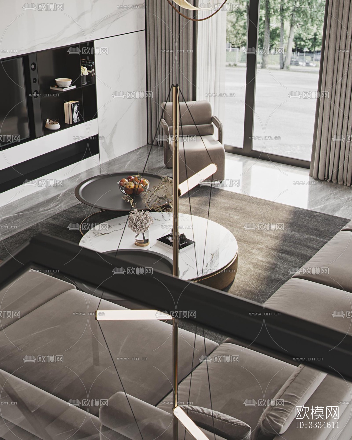 现代客厅效果图下载（渲染图8）