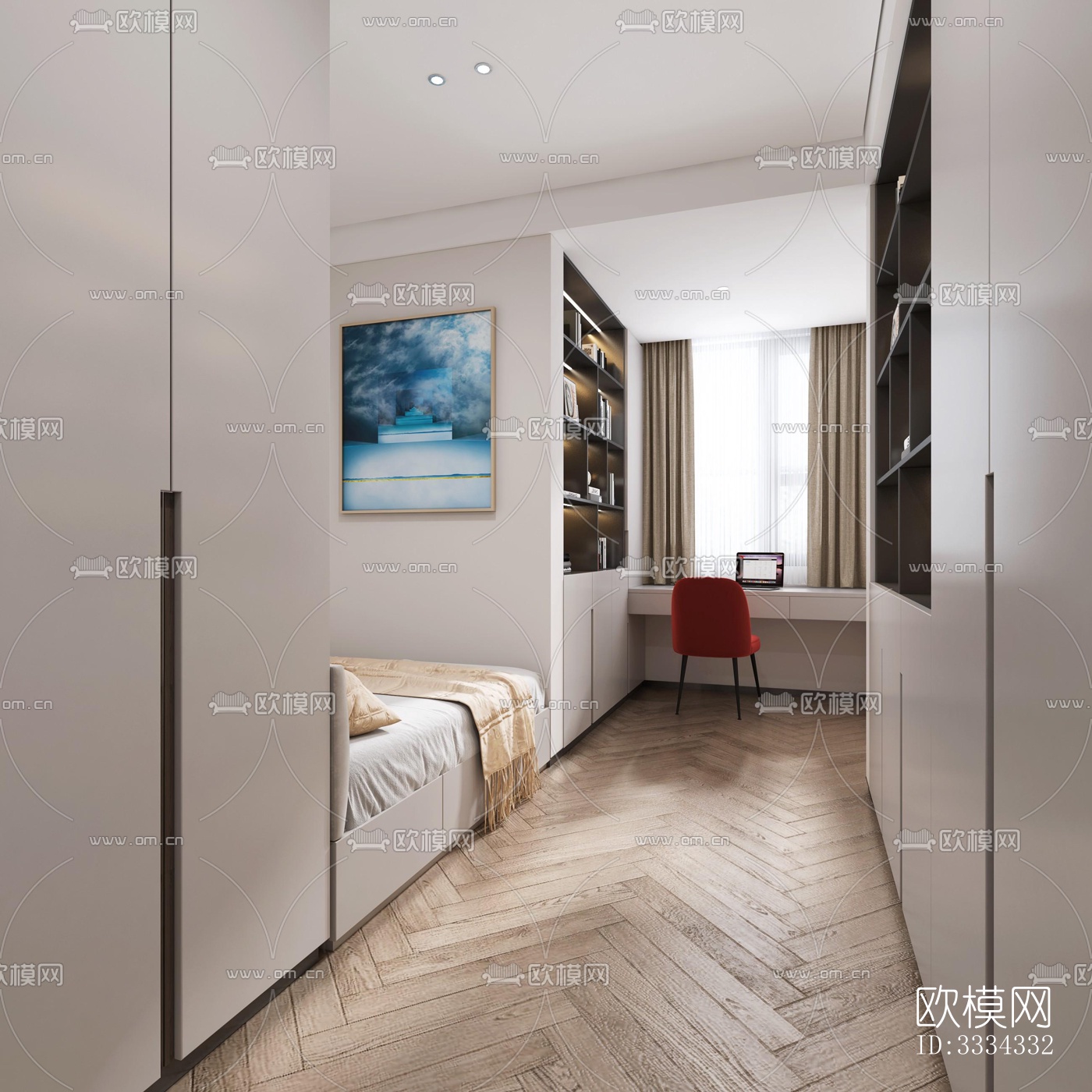 现代卧室效果图下载（渲染图3）