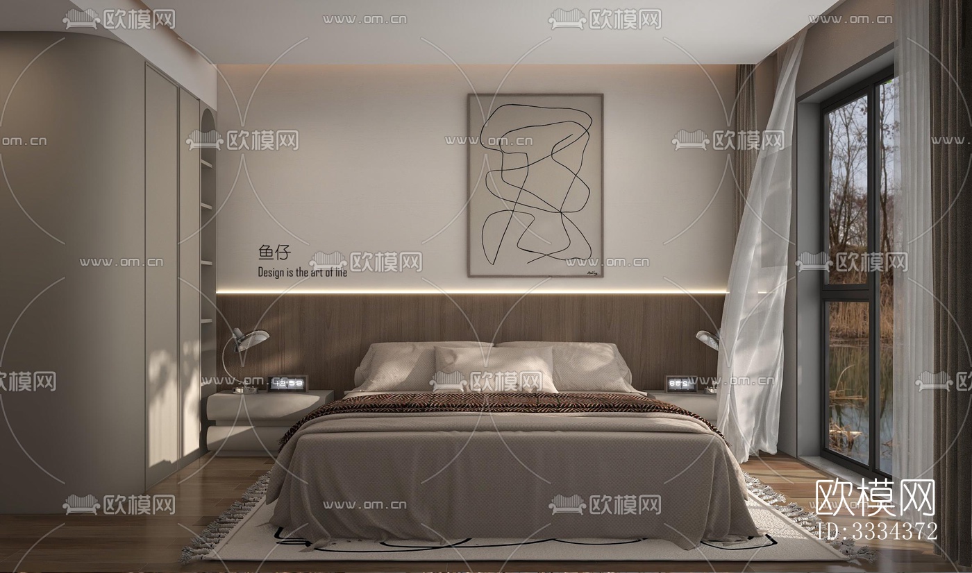 现代卧室效果图下载（渲染图4）