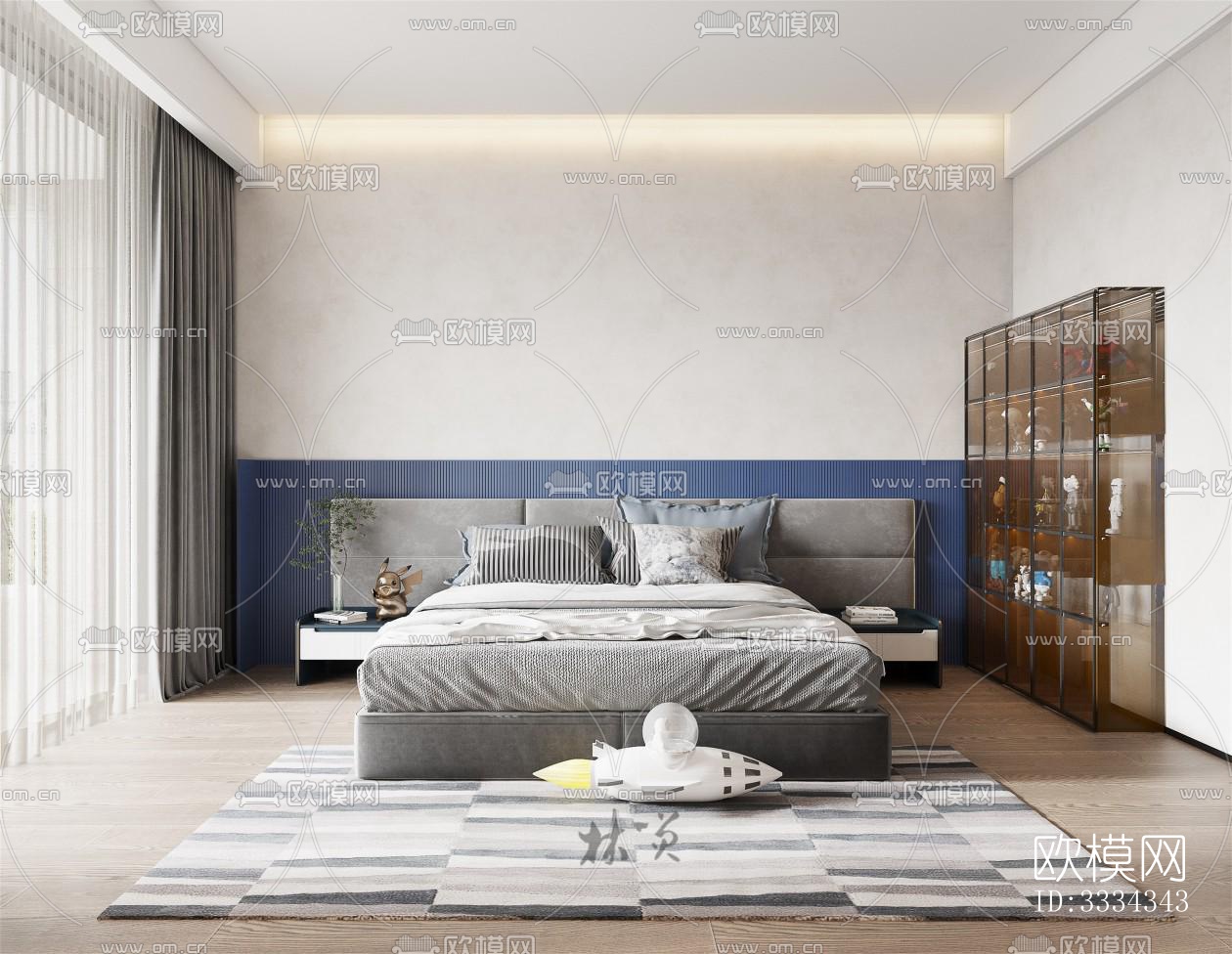现代卧室效果图下载（渲染图3）