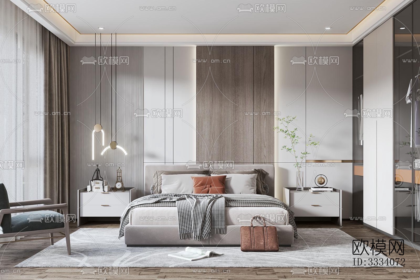 现代卧室效果图下载（渲染图5）