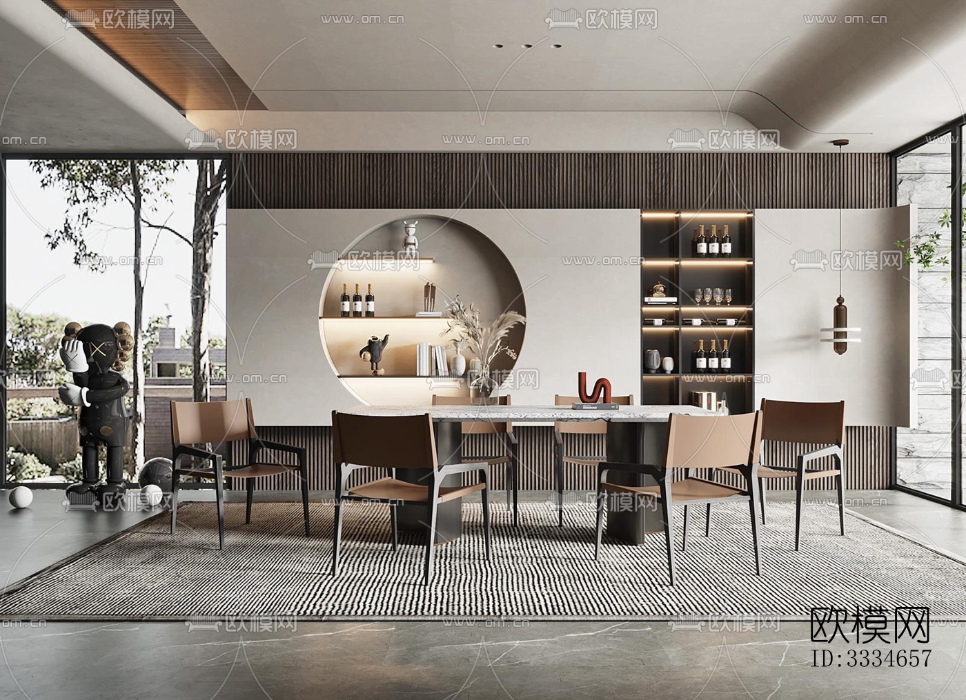 现代餐厅效果图下载（渲染图5）
