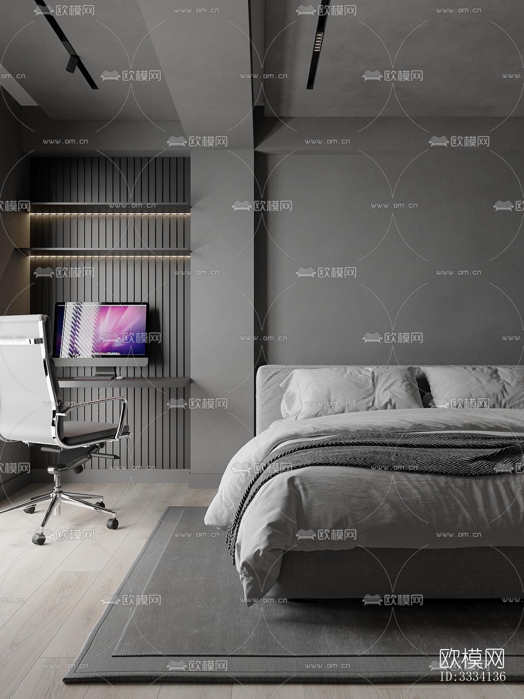 现代卧室效果图下载（渲染图4）