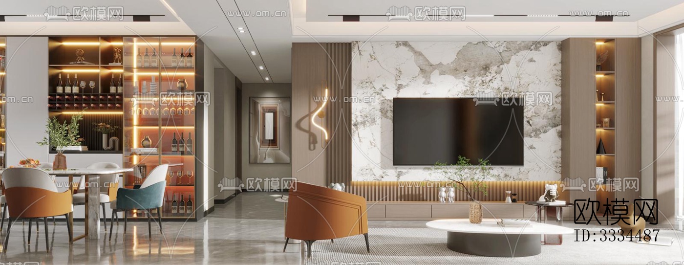 现代客厅效果图下载（渲染图7）