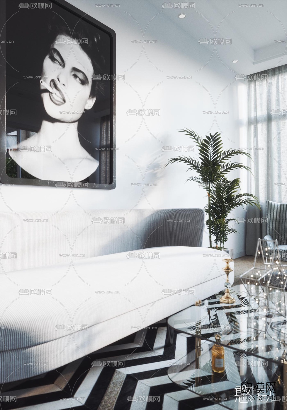 现代客厅效果图下载（渲染图3）