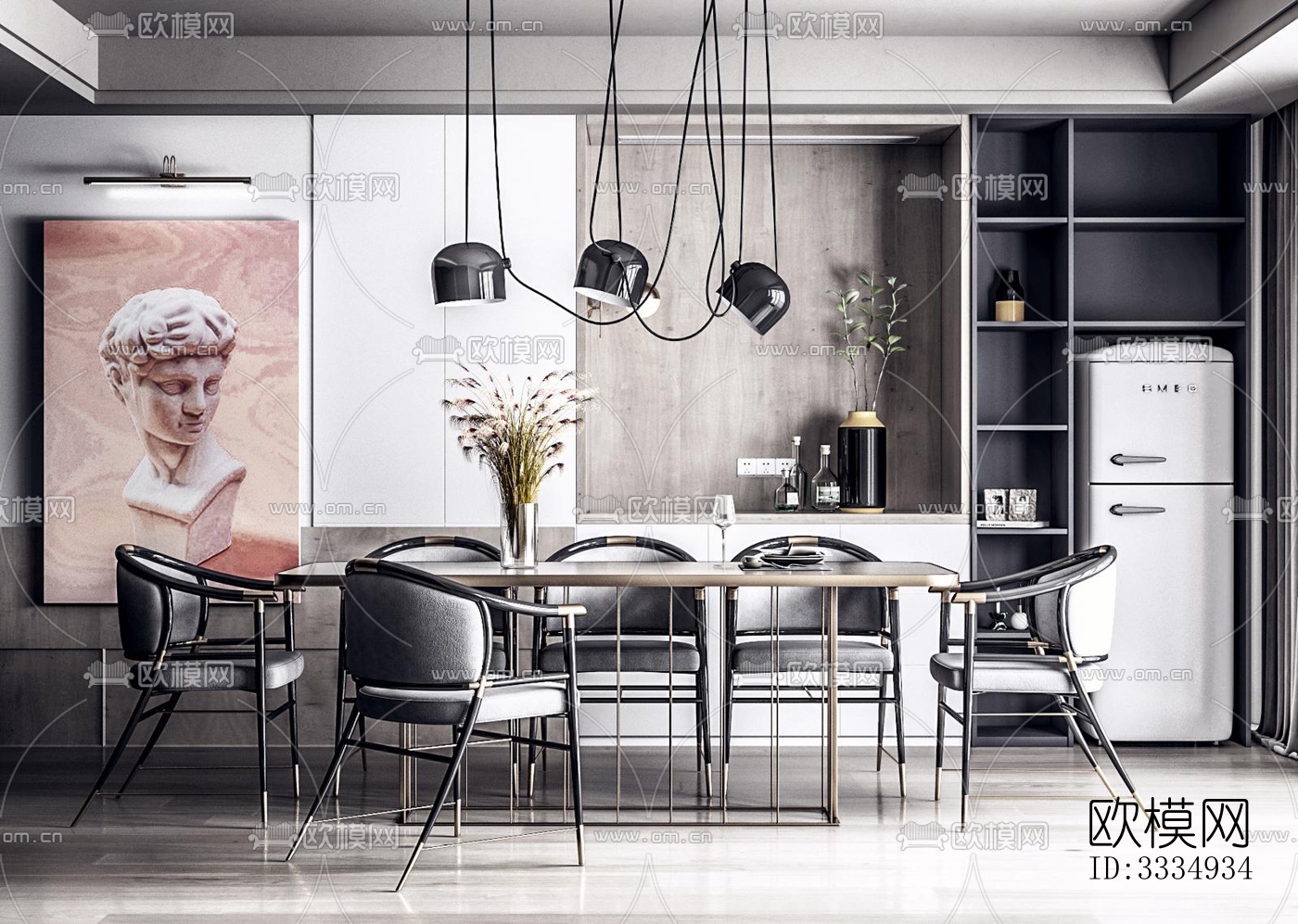现代餐厅效果图下载（渲染图5）