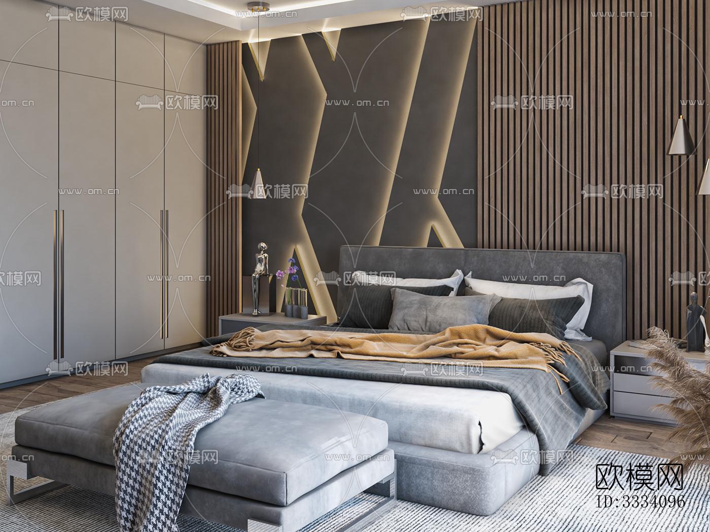现代卧室效果图下载（渲染图4）