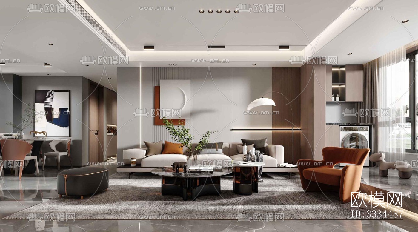 现代客厅效果图下载（渲染图2）