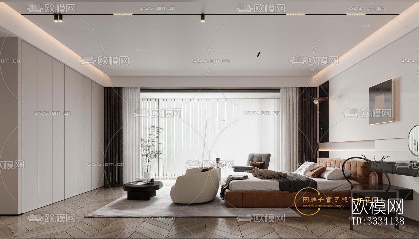 现代卧室效果图下载（渲染图3）