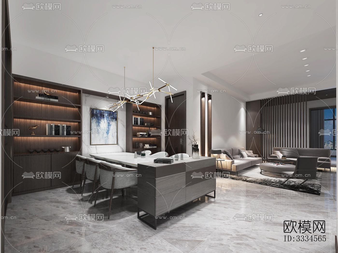 现代客厅效果图下载（渲染图3）