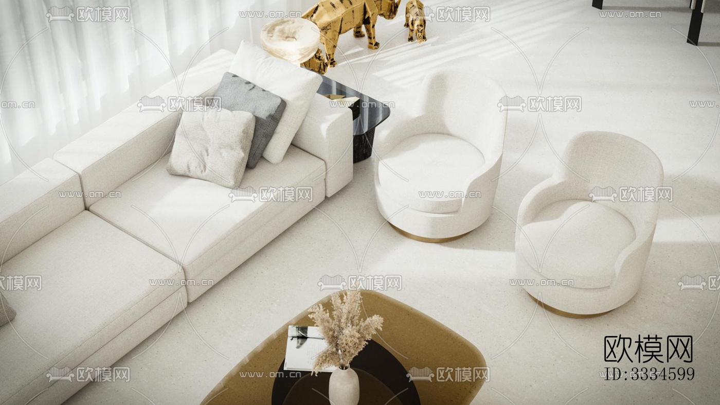 现代客厅效果图下载（渲染图4）