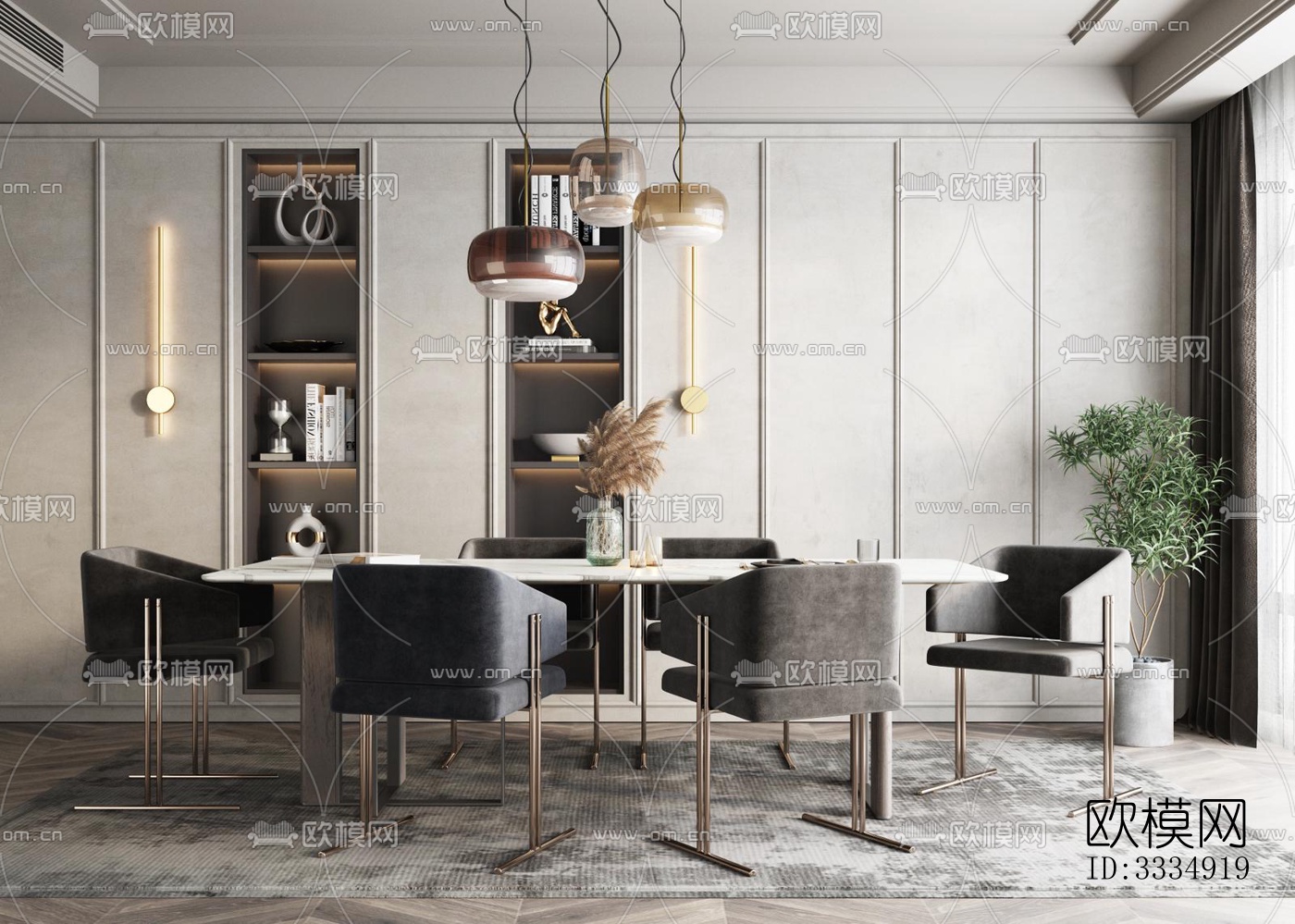 现代餐厅效果图下载（渲染图7）