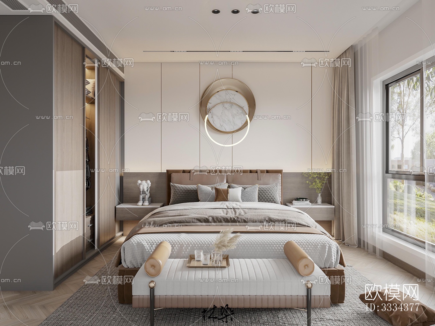 现代卧室效果图下载（渲染图3）