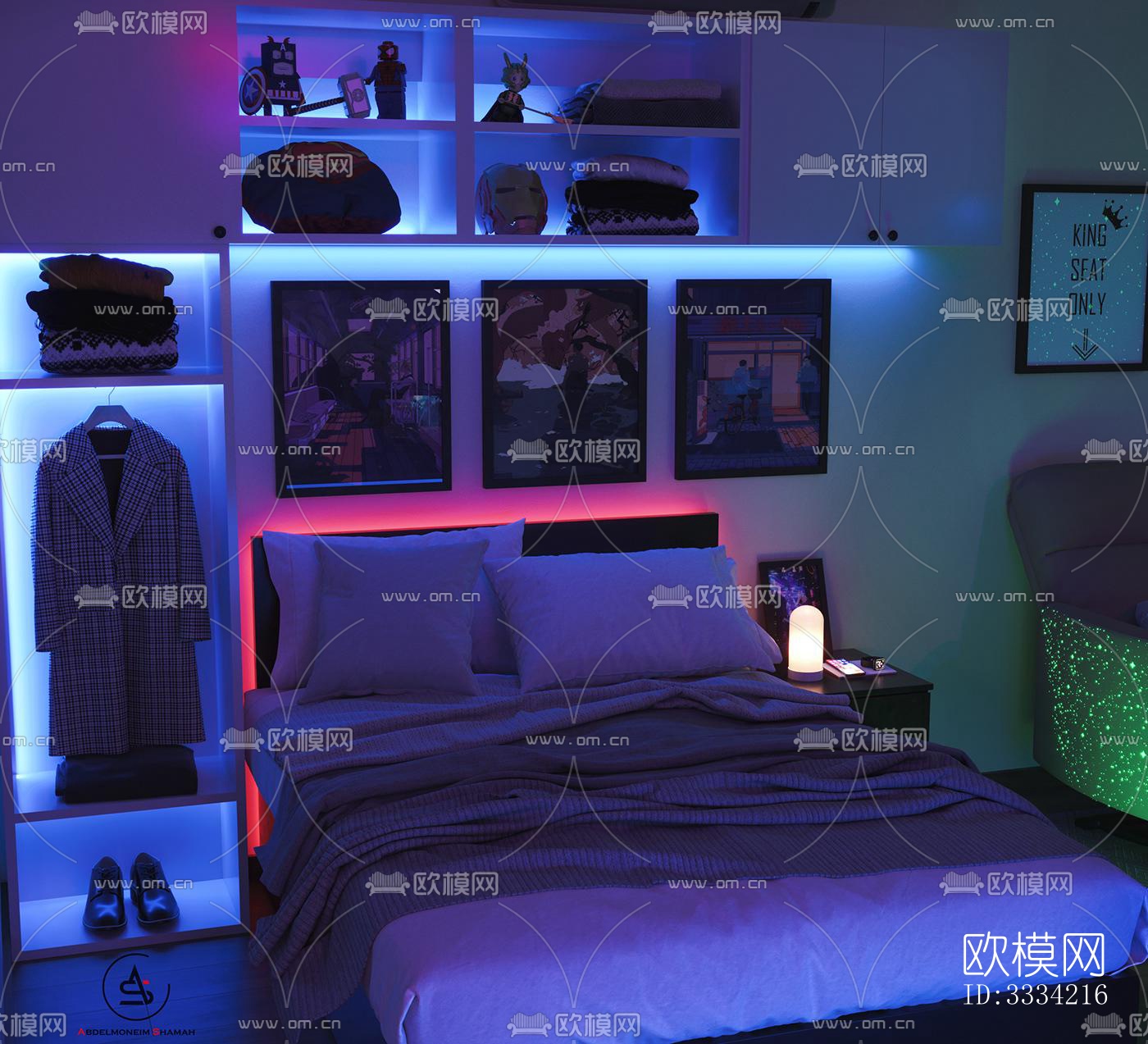 现代卧室效果图下载（渲染图6）