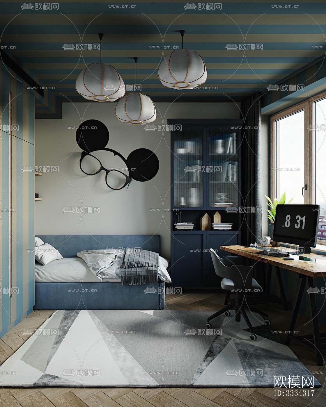 现代卧室效果图下载（渲染图5）